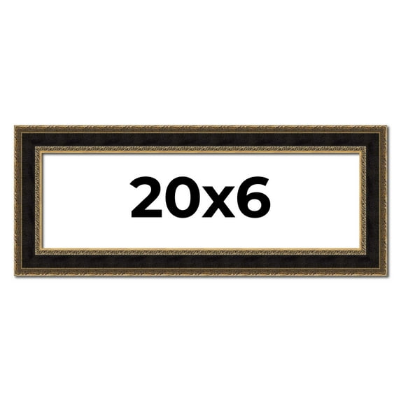 20x6 Frame Gold Antique Vintage Sold Wood Picture Frame | 1.75 Inch Moulding Width | Interior Frame