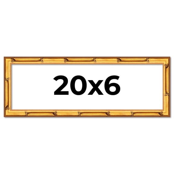 20x6 Frame Gold Bamboo Picture Frame - Complete Modern Photo Frame Includes UV Acrylic Shatter