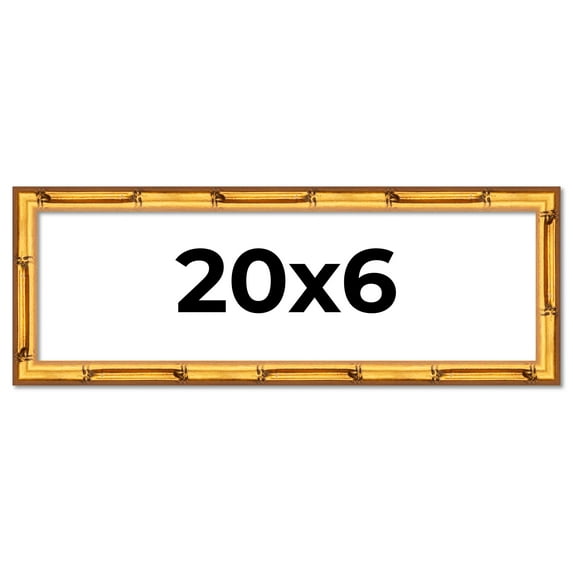 20x6 Frame Gold Bamboo Picture Frame - Complete Modern Photo Frame Includes UV Acrylic Shatter