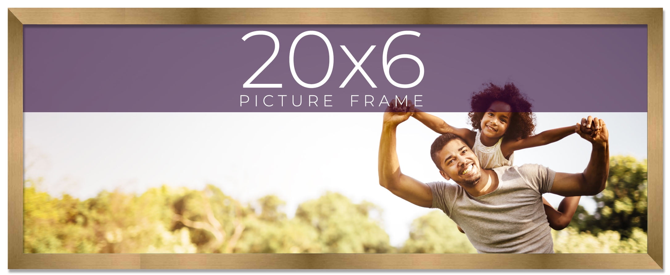 20x6 Frame Gold Bronze Solid Wood Picture Frame Width 0.75 Inches ...