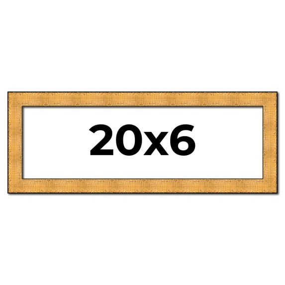 20x6 Frame Gold Rustic Solid Wood Picture Frame | 1.25 Inch Wide Moulding | Rustique Gold