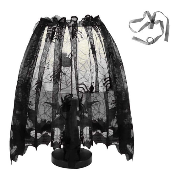 20x60 Inch Halloween Lace Decor, Bat Spider Lace Door Curtain, Fireplace Cloth Lampshade Cover, Gothic Festive Decor for Home Window Door Fireplace Halloween Party
