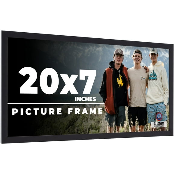 20x7 Frame Black Real Wood Picture Frame Width 0.75 inches | Interior Frame Depth 0.5 inches | Noir