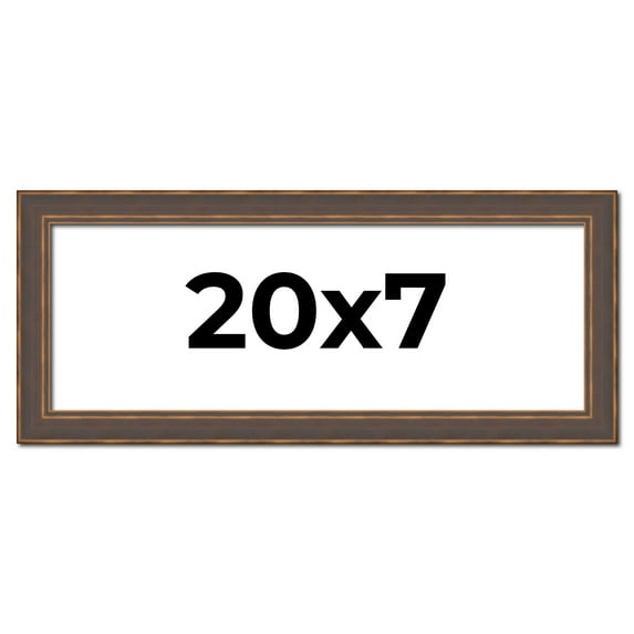 20x7 Frame Golden Caramel Solid Wood Bronze Picture Frame | 1.25 Inch Moulding Width | 0.5 Inch