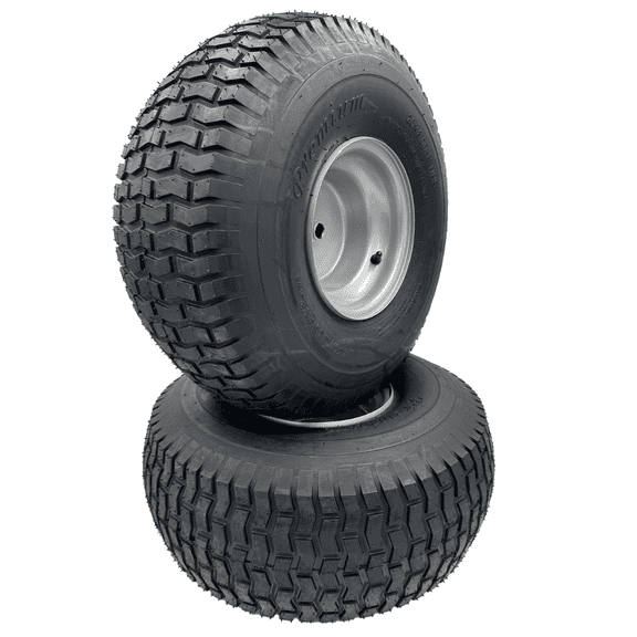 20x8.00-8 Silver Lawn Mower Wheel - Set - 3/4 Inch Axle, 2.90 Inch Hub