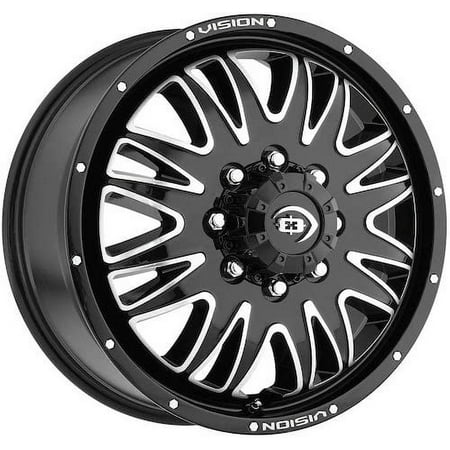 20x8.25 Vision 401 Rival Black Milled Front DUALLY Wheel 8x210 (122mm)