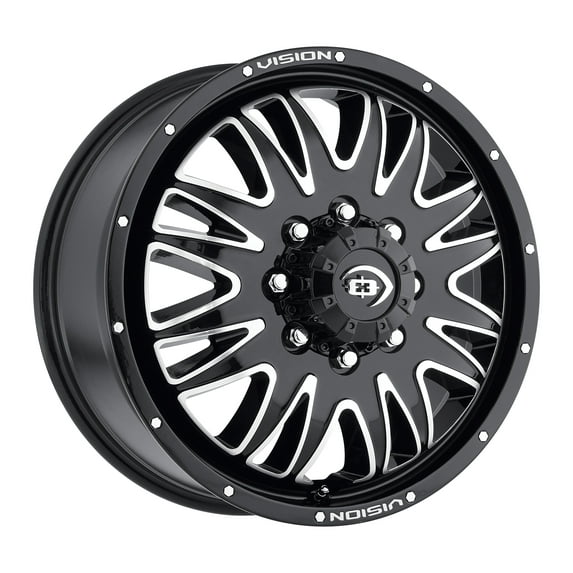 20x8.25 Vision 401 Rival Dually Front Gloss Black Machined Wheel 8x170 (105.5mm)