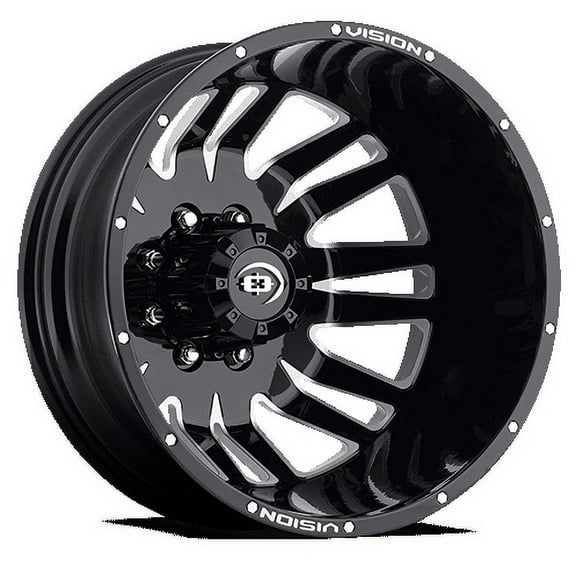 20x8.25 Vision 401 Rival Dually Rear Gloss Black Machined Wheel 8x210 (-145mm)