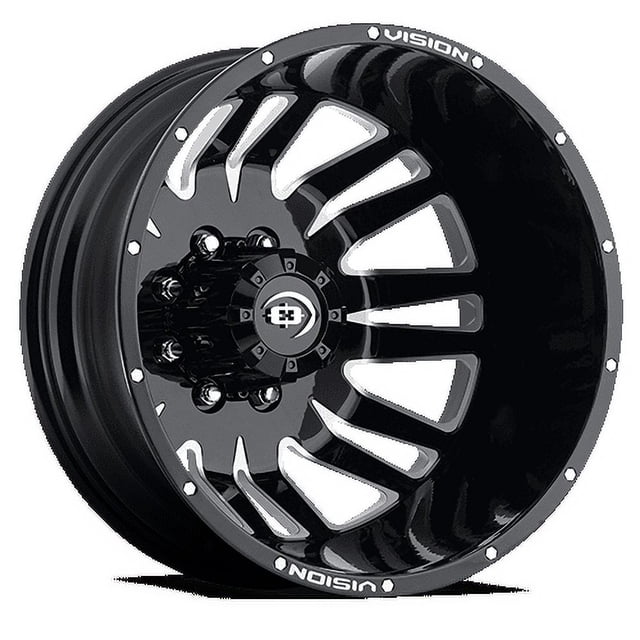 20x8.25 Vision 401 Rival Dually Rear Gloss Black Machined Wheel 8x6.5 ...