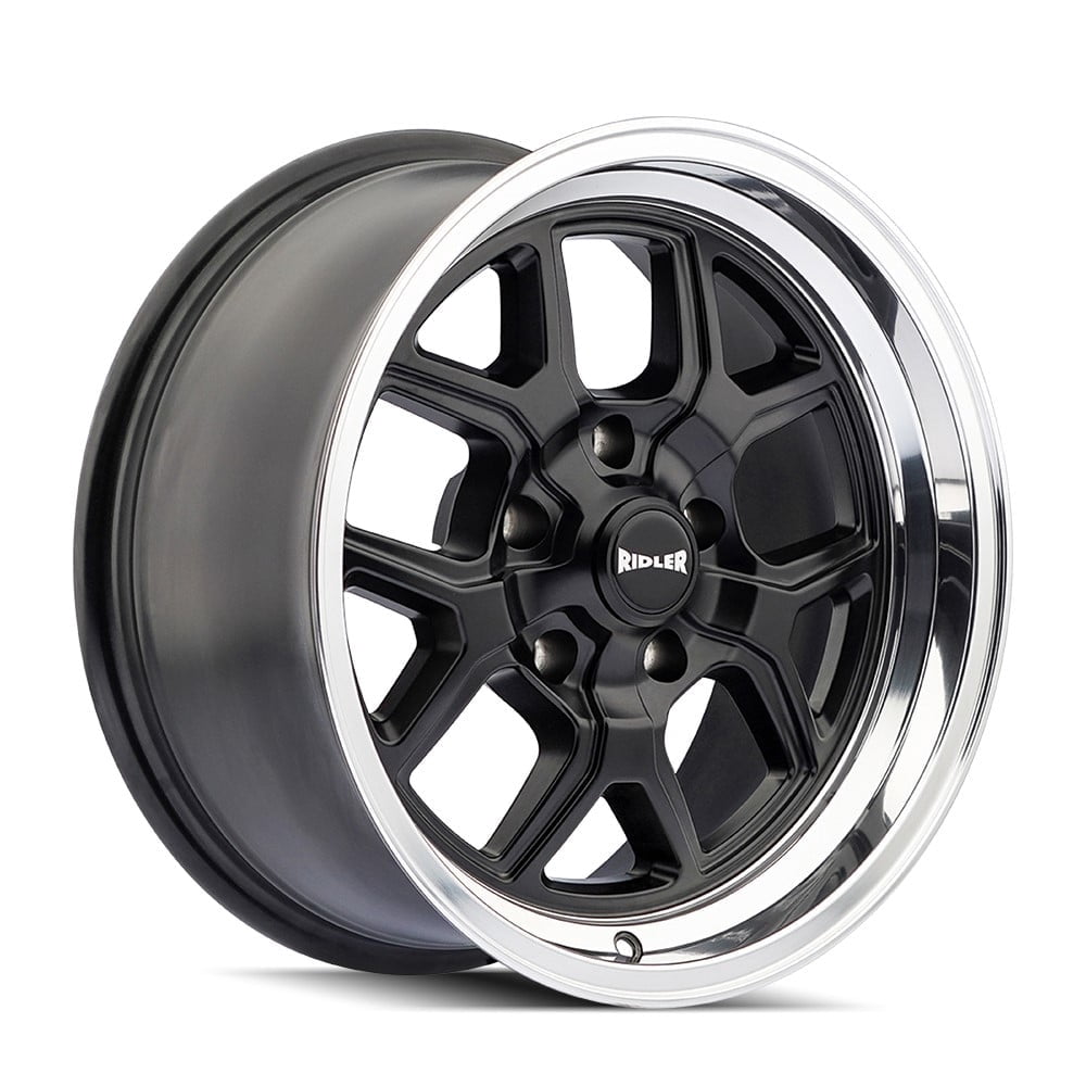 20x8.5 Ridler 610 Matte Black/Polished Lip Wheel 5x4.5 (0mm)