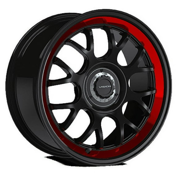 20x8.5 Vision 478 Alpine Black Red Tint Brushed Lip Wheel 5x112/5x120 (35mm)