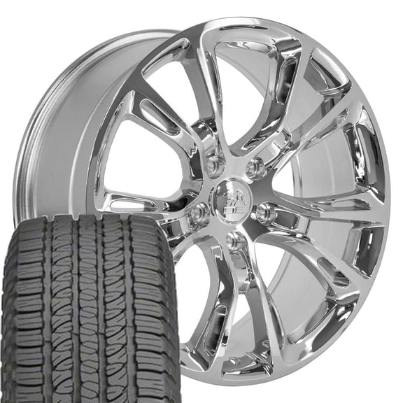 OE Wheels JP16 20 Inch Rims and Tires Fit Jeep Grand Cherokee Spider Monkey SRT8 Style 5x127 20x8.5 Chrome - Hollander 9113 - Fortera HL 265/50-20 (Set of 4)