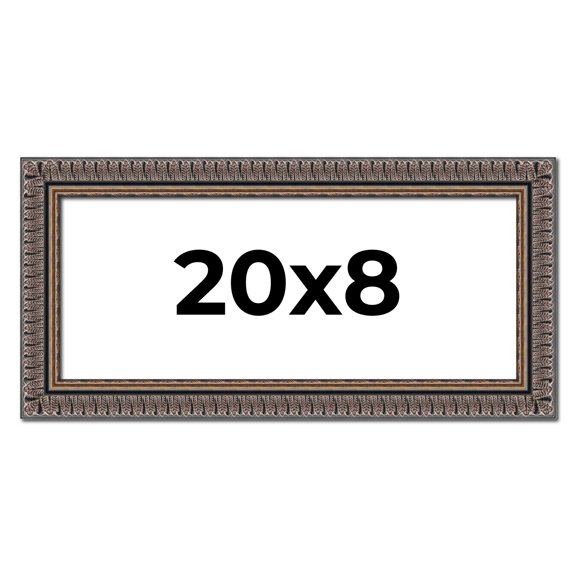 20x8 Frame Black Feather Payton Ornate Solid Wood Picture Frame Width 1.75 Inches | Interior Depth