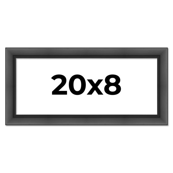 20x8 Frame Black Solid Wood Picture Frame - Complete Modern Photo Frame Includes UV Acrylic