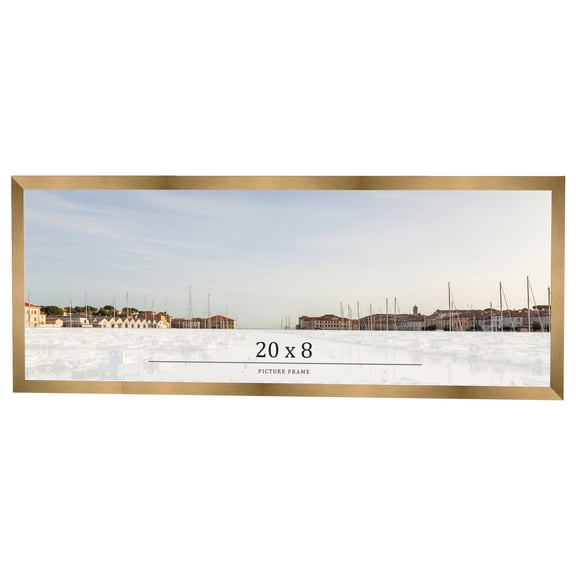 20x8 Frame Gold Bronze Solid Wood Picture Frame Width 0.75 Inches | Interior Frame Depth 0.5 Inches