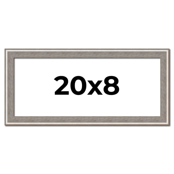 20x8 Frame Grey Real Wood Picture Frame Width 1.25 inches | Interior Frame Depth 0.5 inches | Hans