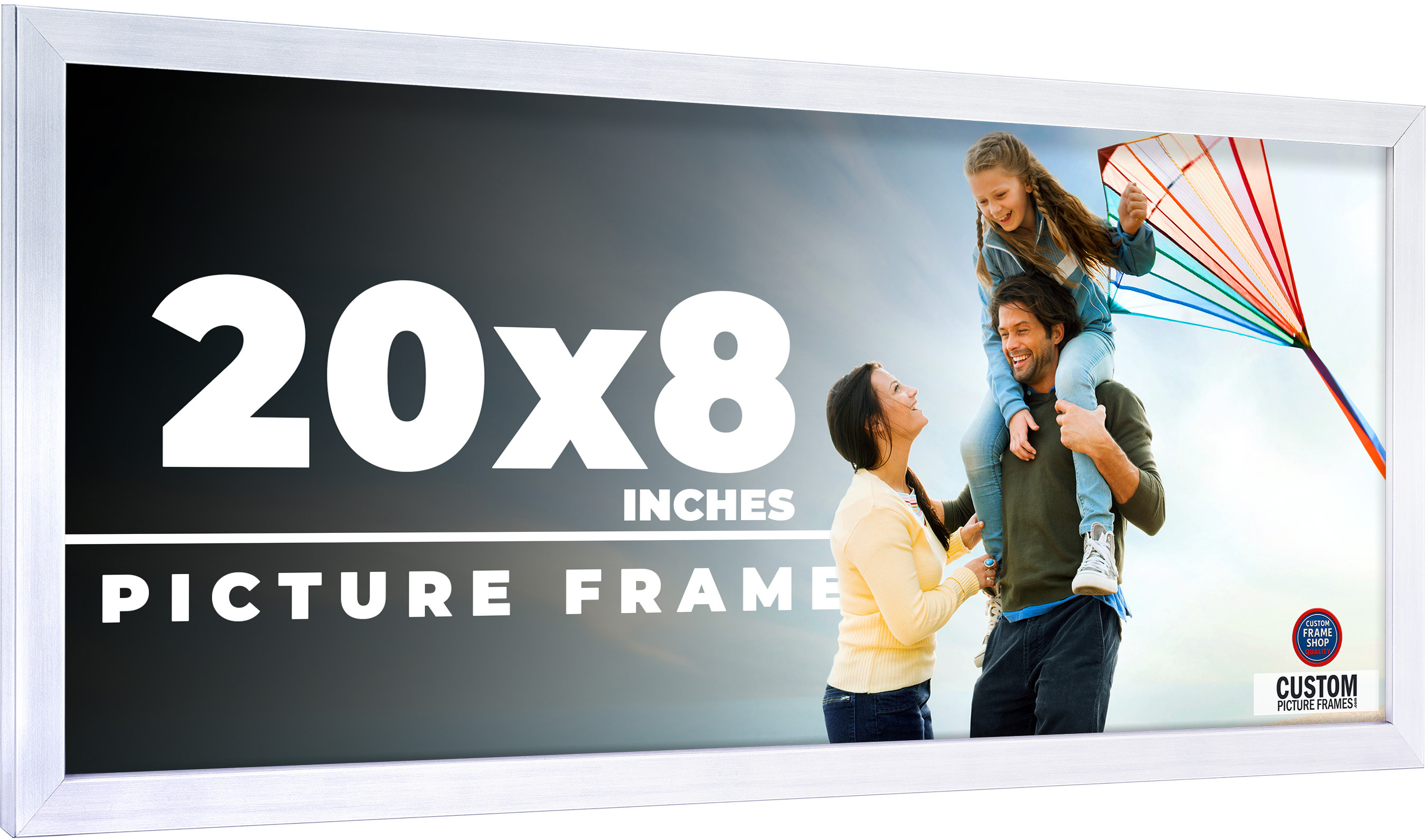 20x8 Frame Silver Real Wood Picture Frame Width 0.75 inches | Interior ...