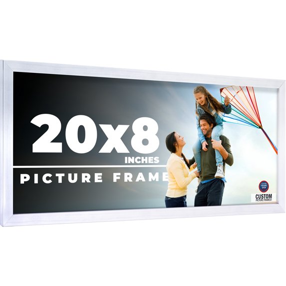 20x8 Frame Silver Real Wood Picture Frame Width 0.75 inches | Interior Frame Depth 0.5 inches |