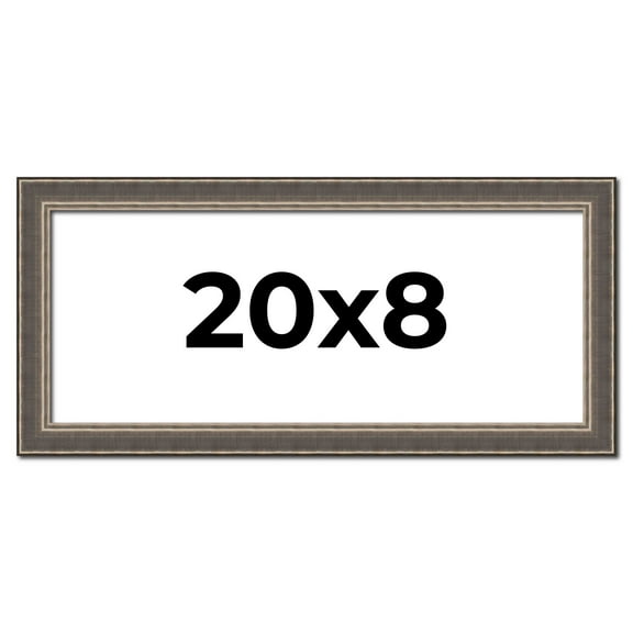 20x8 Frame Silver Real Wood Picture Frame Width 1.25 Inches | Interior Frame Depth 0.5 Inches |