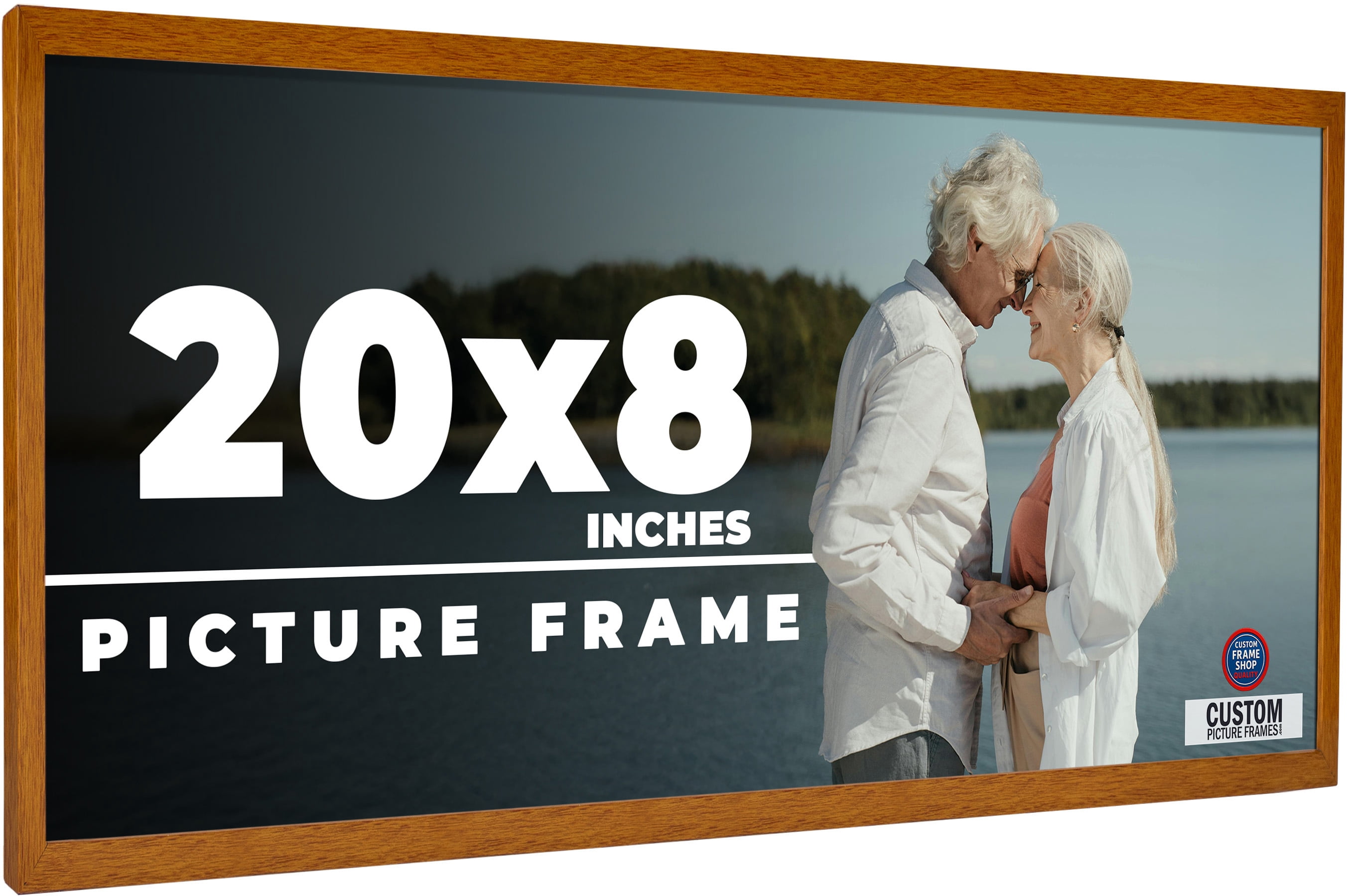 20x8 Honey Brown Real Wood Picture Frame Width 0.75 inches | Interior ...