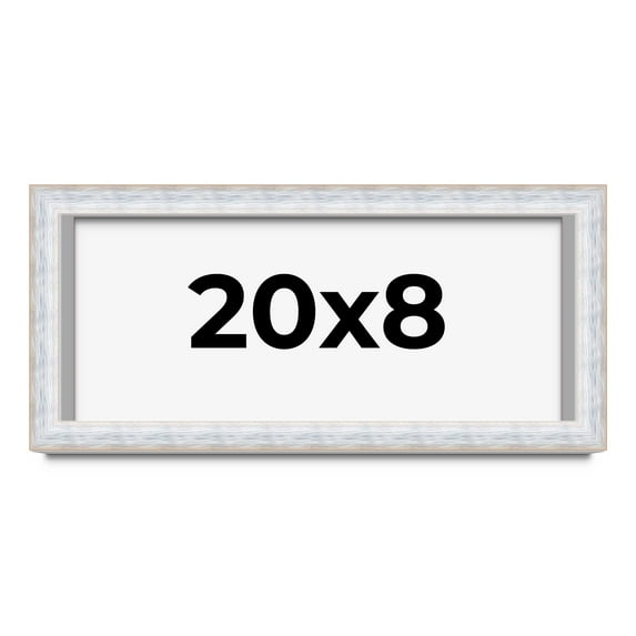 20x8 Shadow Box Frame Silver | 1.625 Inches Deep Real Wood Contemporary Shadowbox Display Frame |