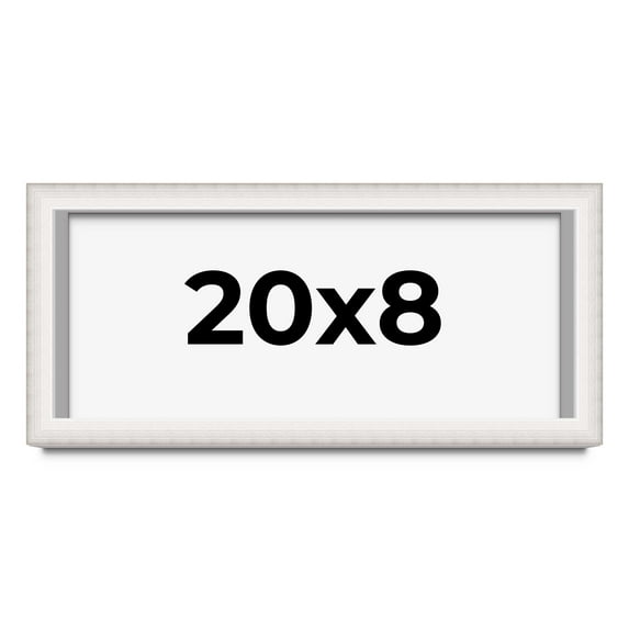 20x8 Shadow Box Silver Brushed Striped Display Frame | 1.625 Inches Deep | 1 Inch Moulding Width |