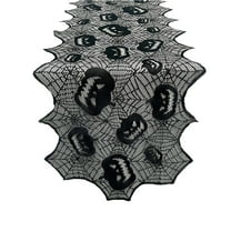 20x80-inch Halloween Table Runner Black Lace Spiderweb Table Linen for Halloween Decorations Scary Movie Nights