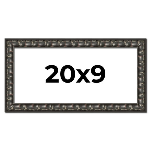 20x9 Frame Black-Brown Medieval Solid Wood Picture Frame | 1.5 Inch Moulding Width | Gotham Beveled