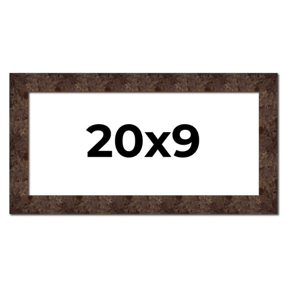 20x9 Frame Brown Burl Real Wood Picture Frame Width 1.625 Inches | Interior Frame Depth 0.5 Inches