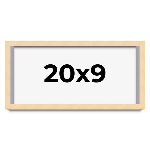 20x9 Frame Natural Wood Picture Frame | 0.75 Inch Moulding Width | with UV Acrylic Plexiglass, Foam