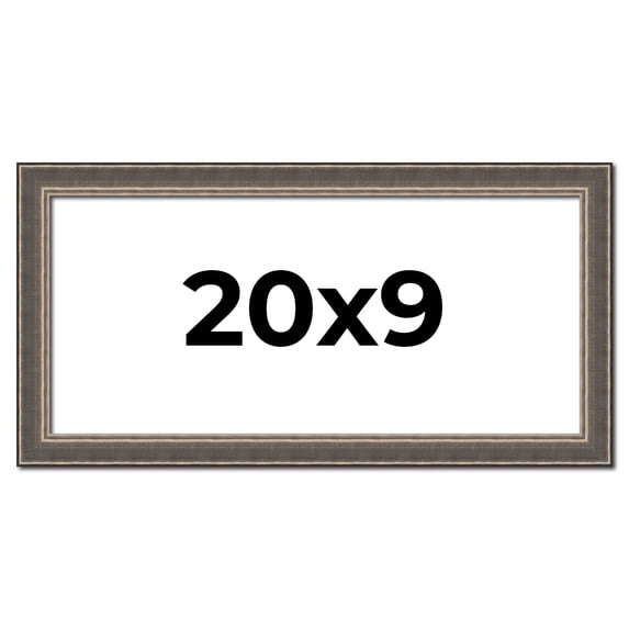 20x9 Frame Silver Real Wood Picture Frame Width 1.25 Inches | Interior Frame Depth 0.5 Inches |
