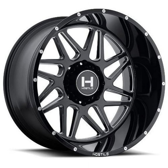 20x9 Hostile H108 Sprocket Blade Cut (Blk Milled) Wheel 8x6.5 (0mm)