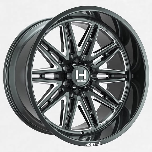 20x9 Hostile H126 Maniac Blade Cut (Gloss Black & Milled) Wheel 8x180 (12mm)