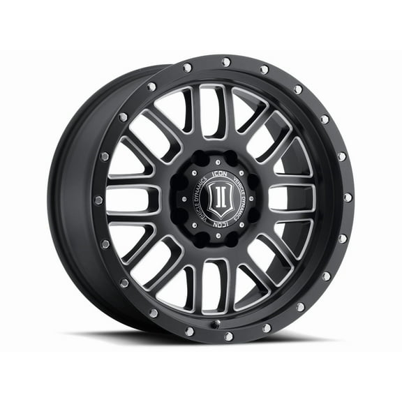 ICON Alloys Alpha, Satin Black, Milled Windows, 20 x 9 / 8x180, 12mm OS, 5.5" BS