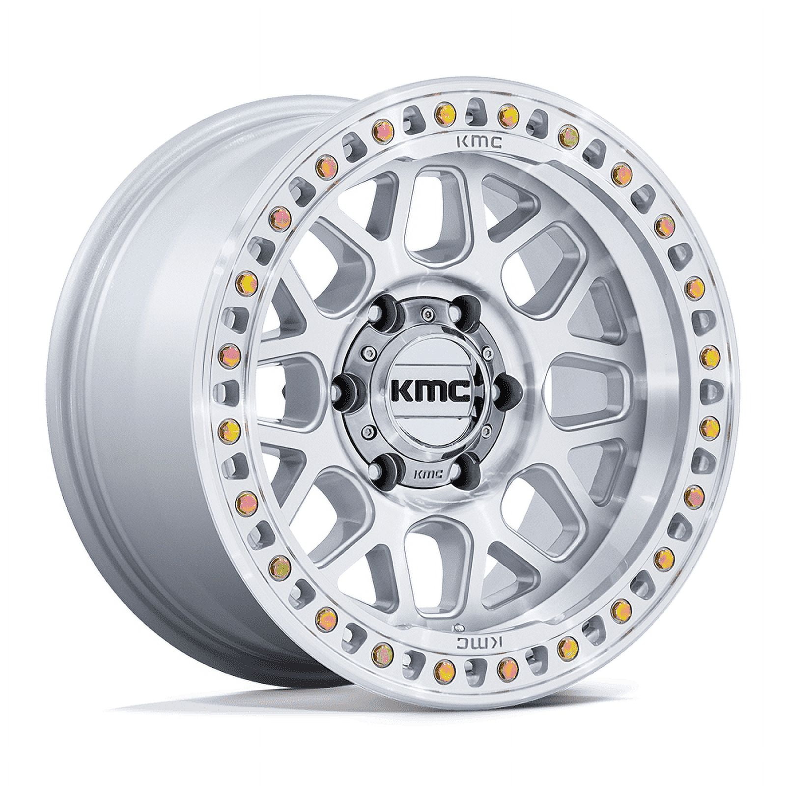 KMC - GRS - 20in, Cast Aluminum, Gloss Silver W/ Machined Face