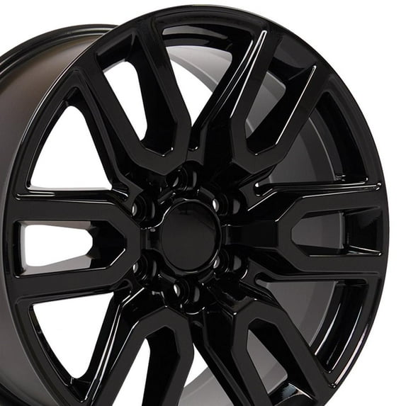 OE Wheels CV36 20x9 Gloss Black Rims 20 Inch, 6x139.7 Wheels - Optional TPMS & 275/55R20 Tires and Rims Packages - Fits Sierra 1500 & Most Full Size SUVs (Single Rim)