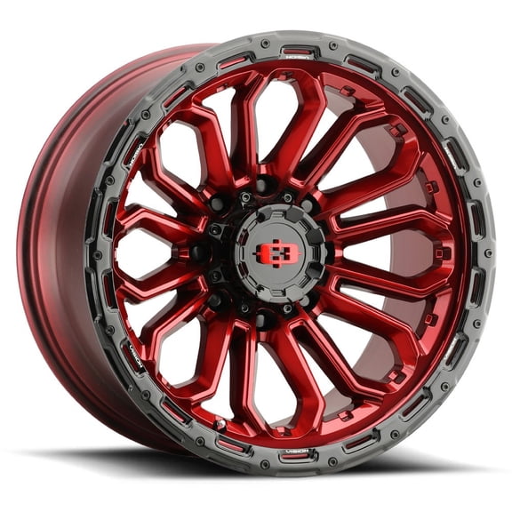 20x9 Vision 405 Korupt Gloss Red With Gloss Black Lip Wheel 8x180 (12mm)