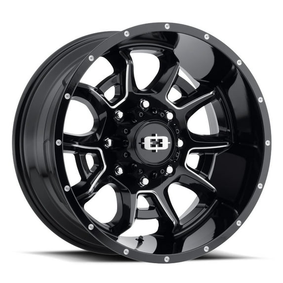 20" Vision Off-Road 415 Bomb Gloss Black Milled Spoke Wheel 20x9 5x5.5 Rim 12mm