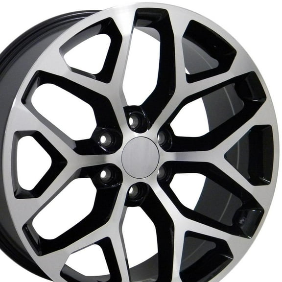 OE Wheels CV98 20 Inch Rims Fit Silverado 1500 Snowflake Style 6x139.7 20x9 Gloss Black Machined - Hollander 5668 (Set of 4)
