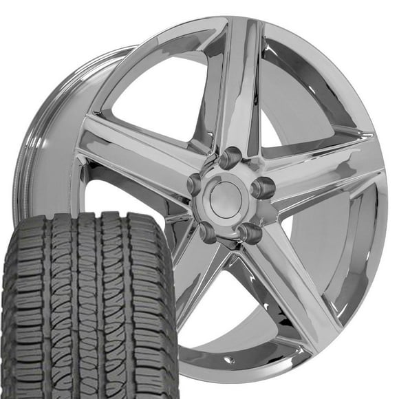 20x9 Wheels & Tires Fit Jeep, Dodge, Chrysler SUV - Grand Cherokee Style Chrome Rims, Hollander 9082 w/Goodyear Tires - SET Fits select: 2004-2007 JEEP GRAND CHEROKEE LAREDO/COLUMBIA/FREEDOM