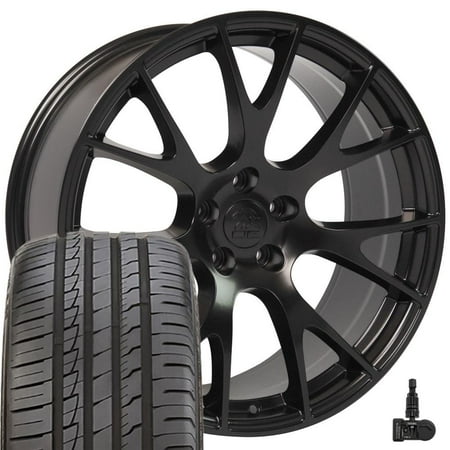 Set(4) OE Wheels DG15 20x9 Satin Black Rims, 245/45r20 A/S Tires & TPMS 5x115