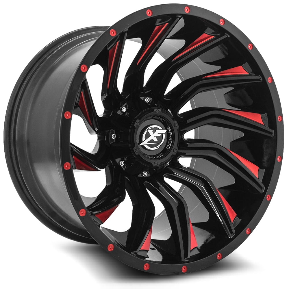 20x9 XF Off-Road XF-224 Gloss Black & Red Milled Wheel 5x5/5x5.5 (12mm)