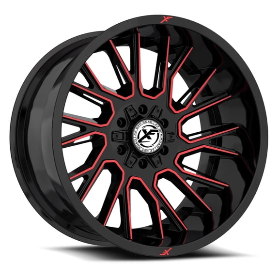 20x9 XF Off-Road XF-230 Gloss Black Machined Red Wheel 5x5/5x5.5 (12mm)