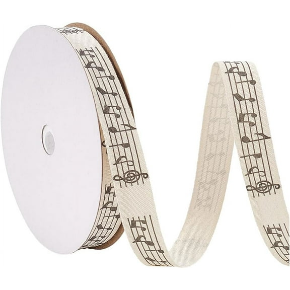20yards Music Note Ribbon 5/8 inch Wide Music Note Pattern Polyester Ribbon Gift Package Wrapping for Party Decoration Holiday Fabric