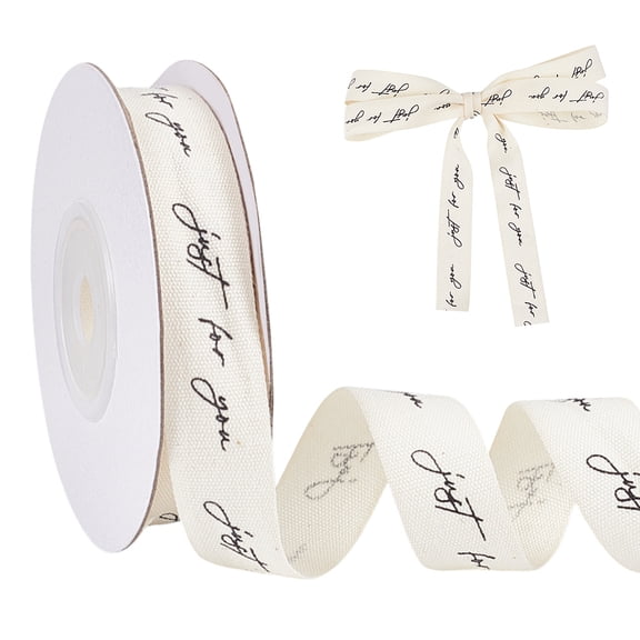 20yards Natural Cotton Ribbon with Words 5/8 Inch Just
