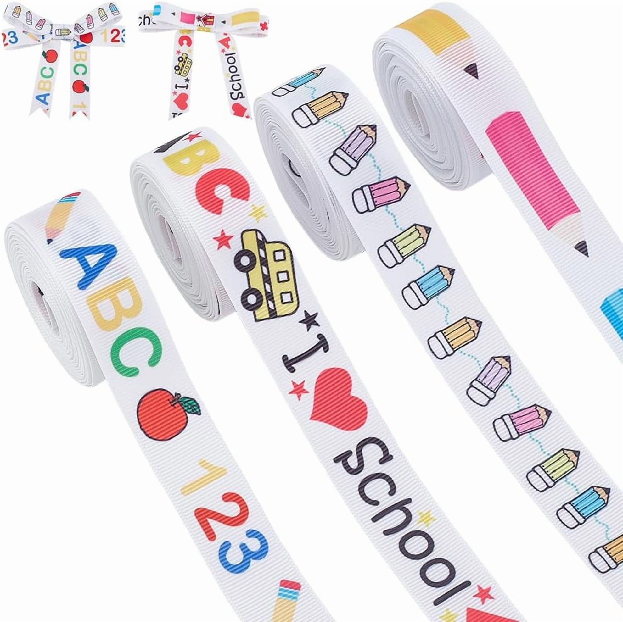 20yards School Ribbons 7/8 inch ABC Pencil Bus Gift Wrap Ribbons ...