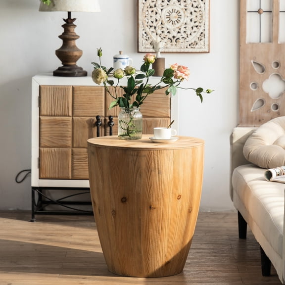 21.06 - inch Barrel - shaped Coffee Table for Office and Home, Sturdy Support and Good Load - bearing Capacity