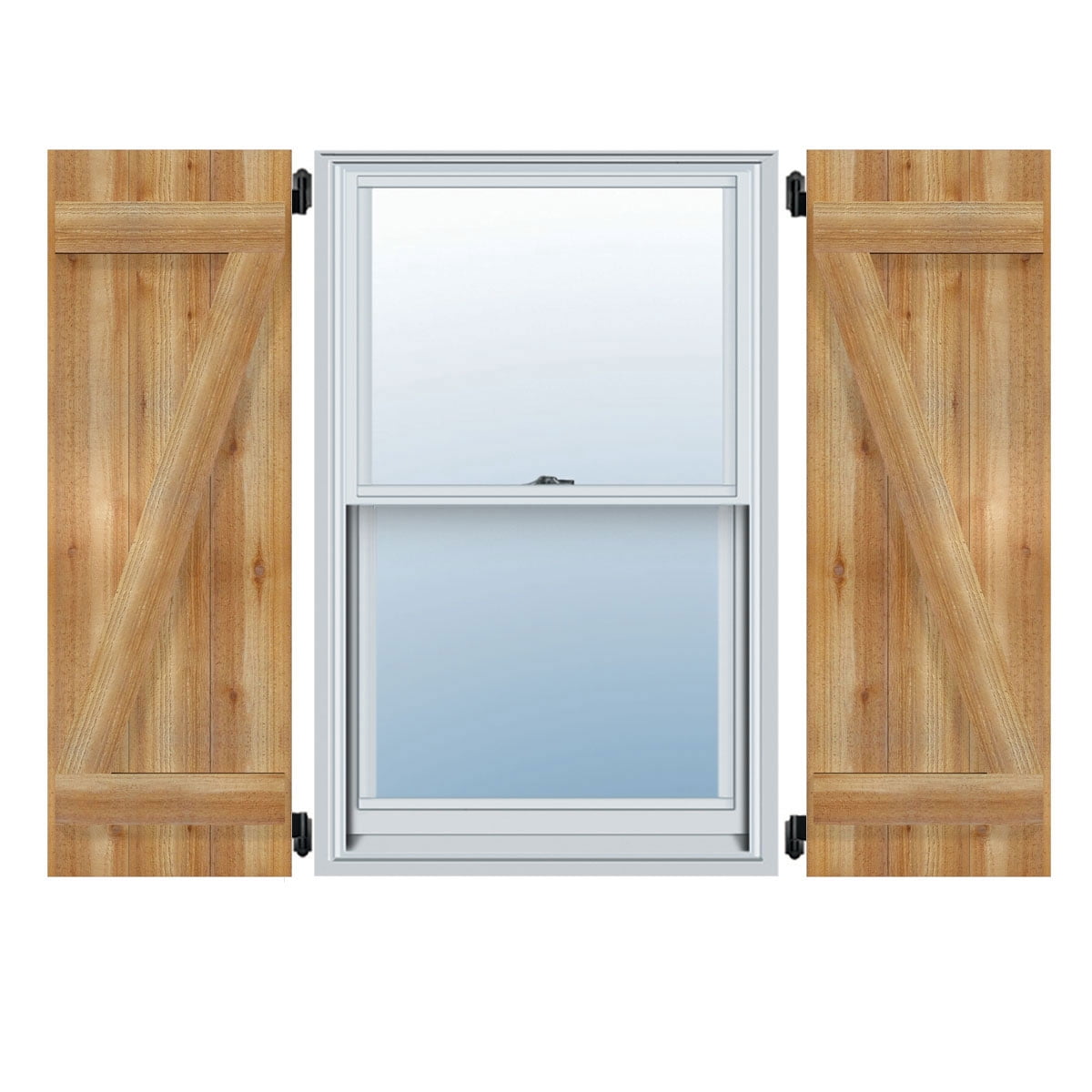21 1/2"W X 28"H Timbercraft Four 5 3/8" Boards Joined Board-N-Batten Shutters W/Z-Bar, Rough Sawn Western Red Cedar (Per Pair)