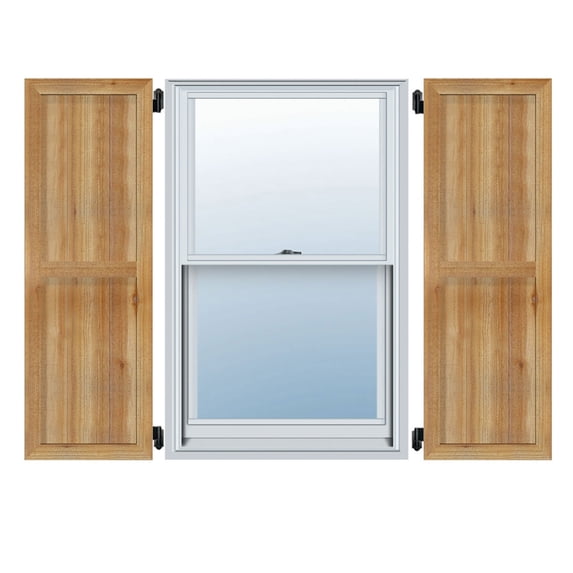 21 1/2"W X 35"H Timbercraft Four 5 3/8" Boards Framed Board-N-Batten Shutters, Rough Sawn Western Red Cedar (Per Pair)