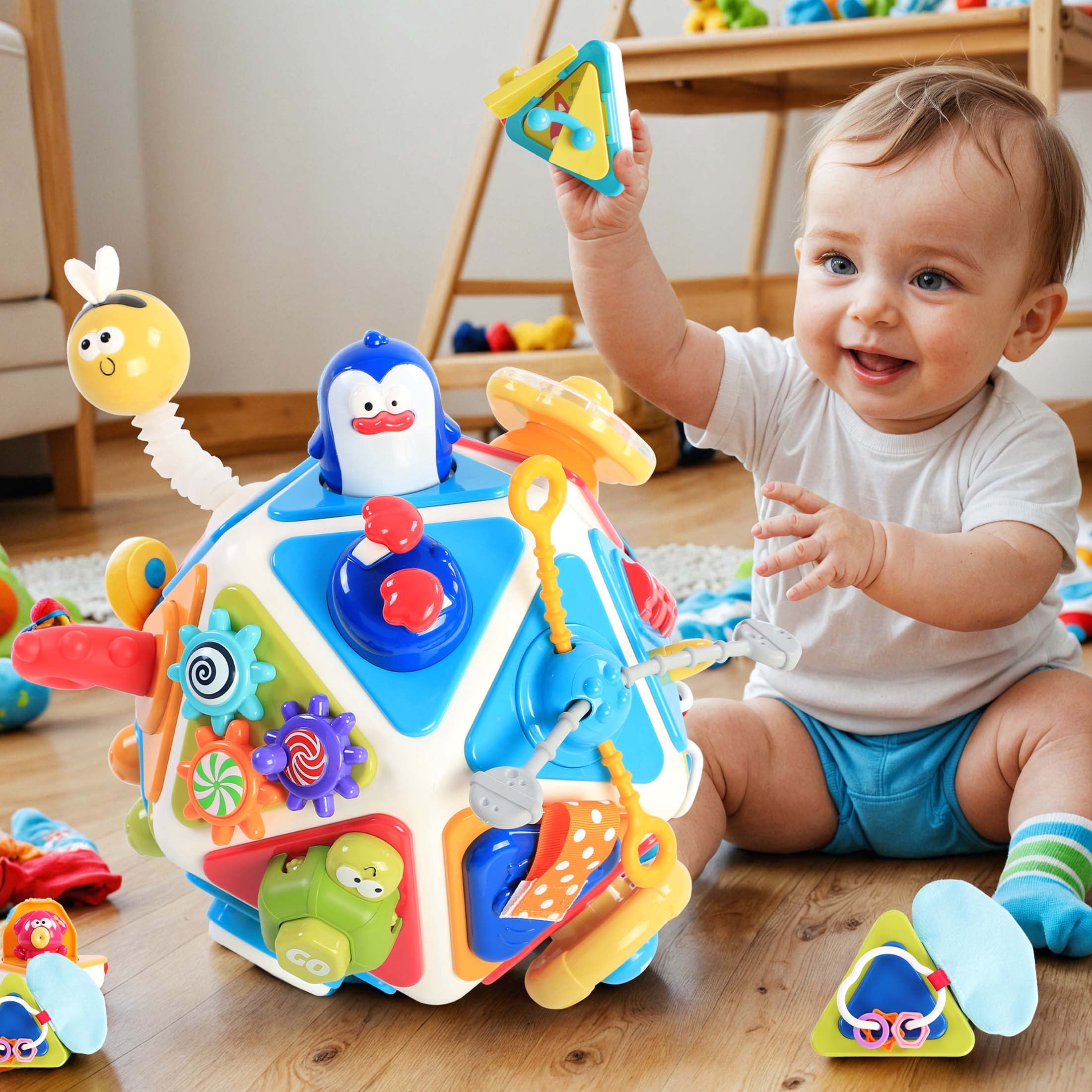 iYofe Montessori Toys for 1 Year Old, 20-In-1 Baby Activity Cube Toddler Learning Toys, Busy Sensory Board Travel Learning Toys for 1-3 Boys Girl Birthday Gifts